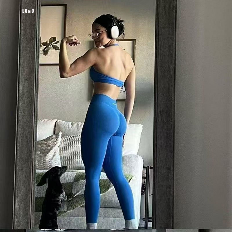 Yoga Fitness Logo Design - Df Logo Women Seamless Sports Leggings