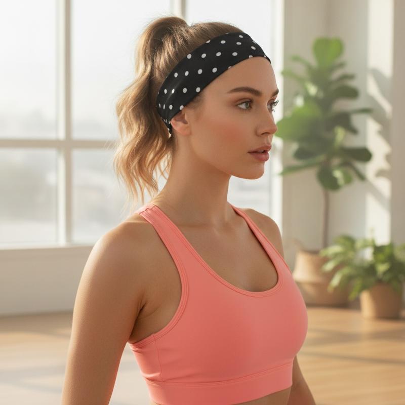 Polka Dot Yoga Elastic Headban - J-Yoga Fitness review and price