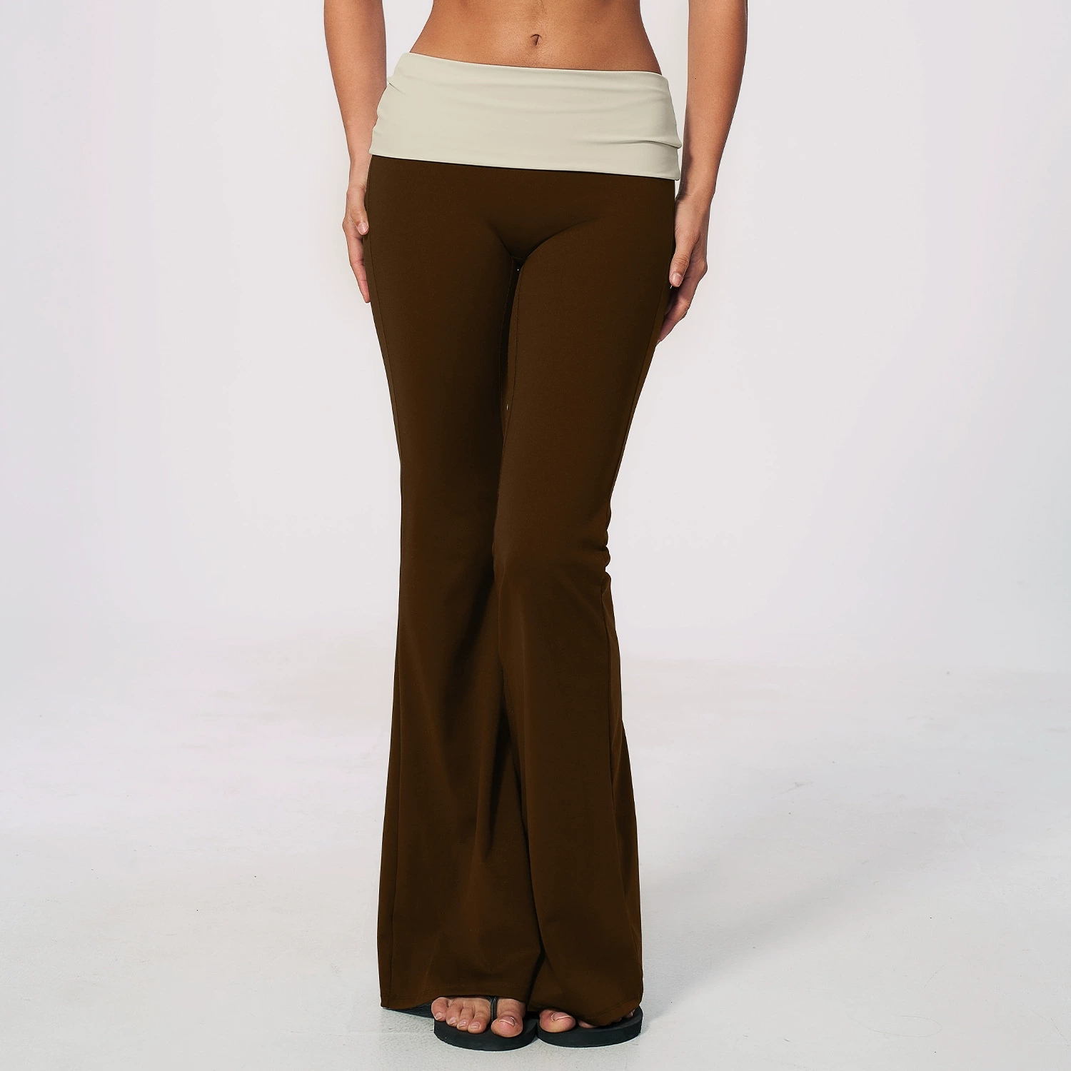 Fold Over Waist Yoga Flared Pa - J-Yoga Fitness review and price
