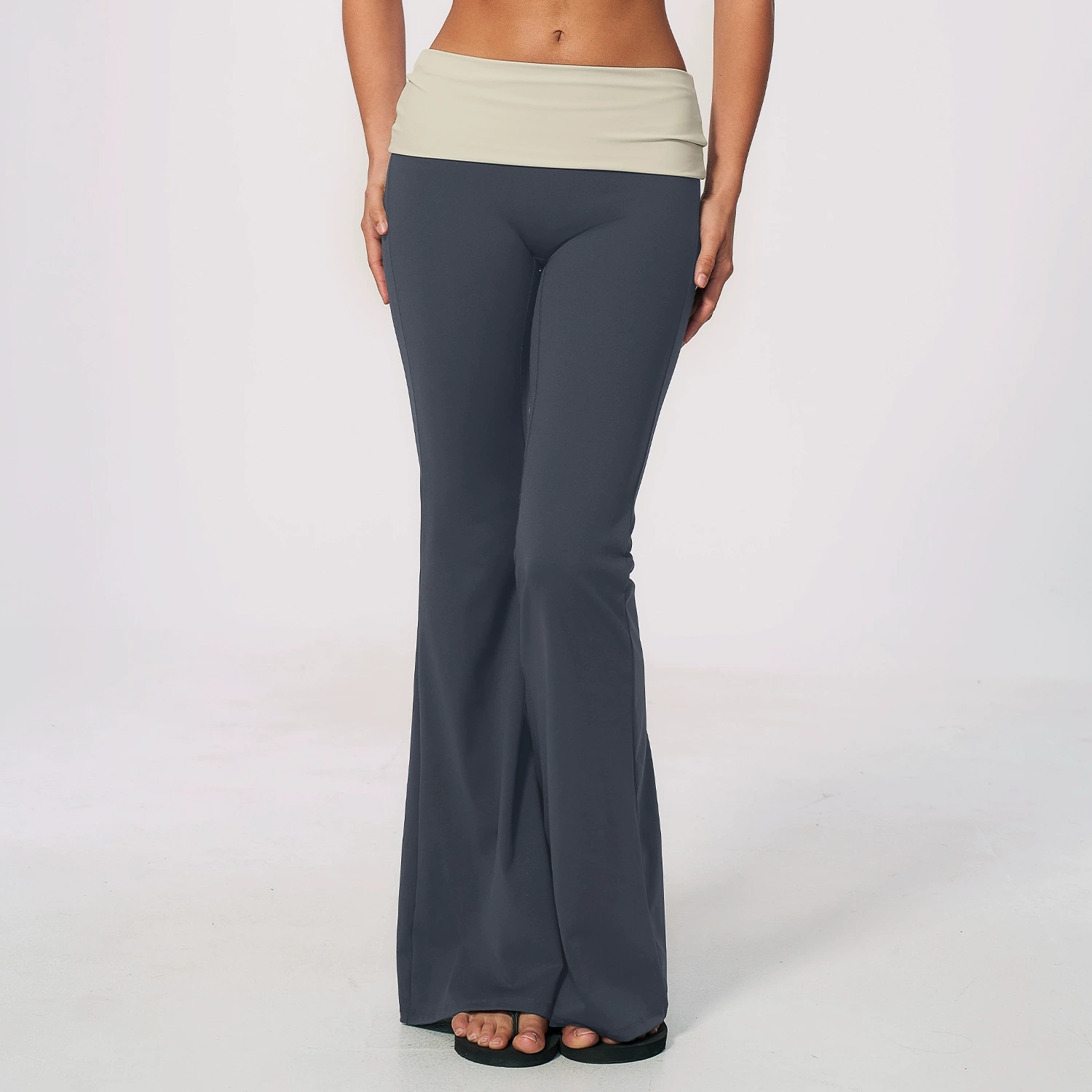 Fold Over Waist Yoga Flared Pa - J-Yoga Fitness review and price