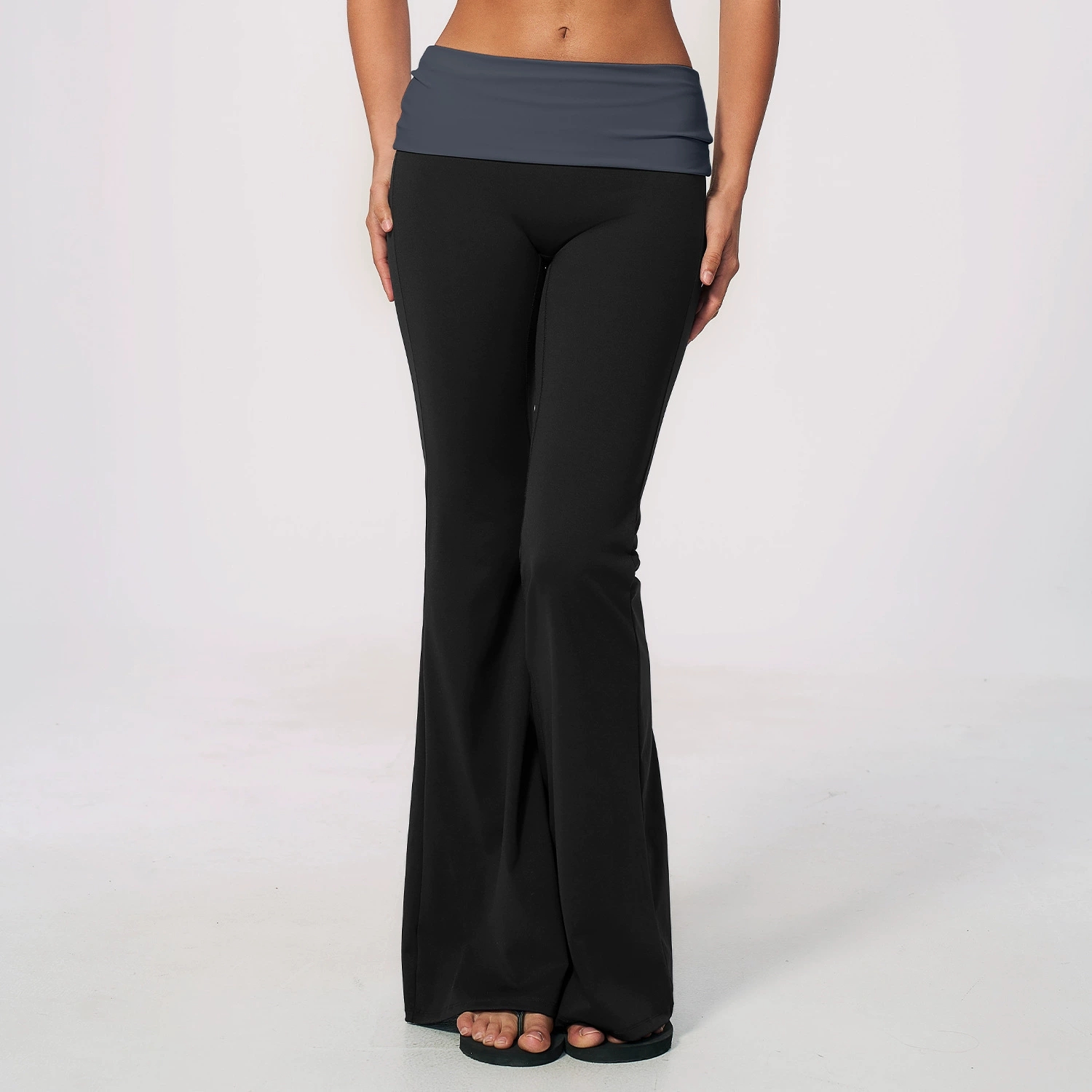Fold Over Waist Yoga Flared Pa - J-Yoga Fitness review and price